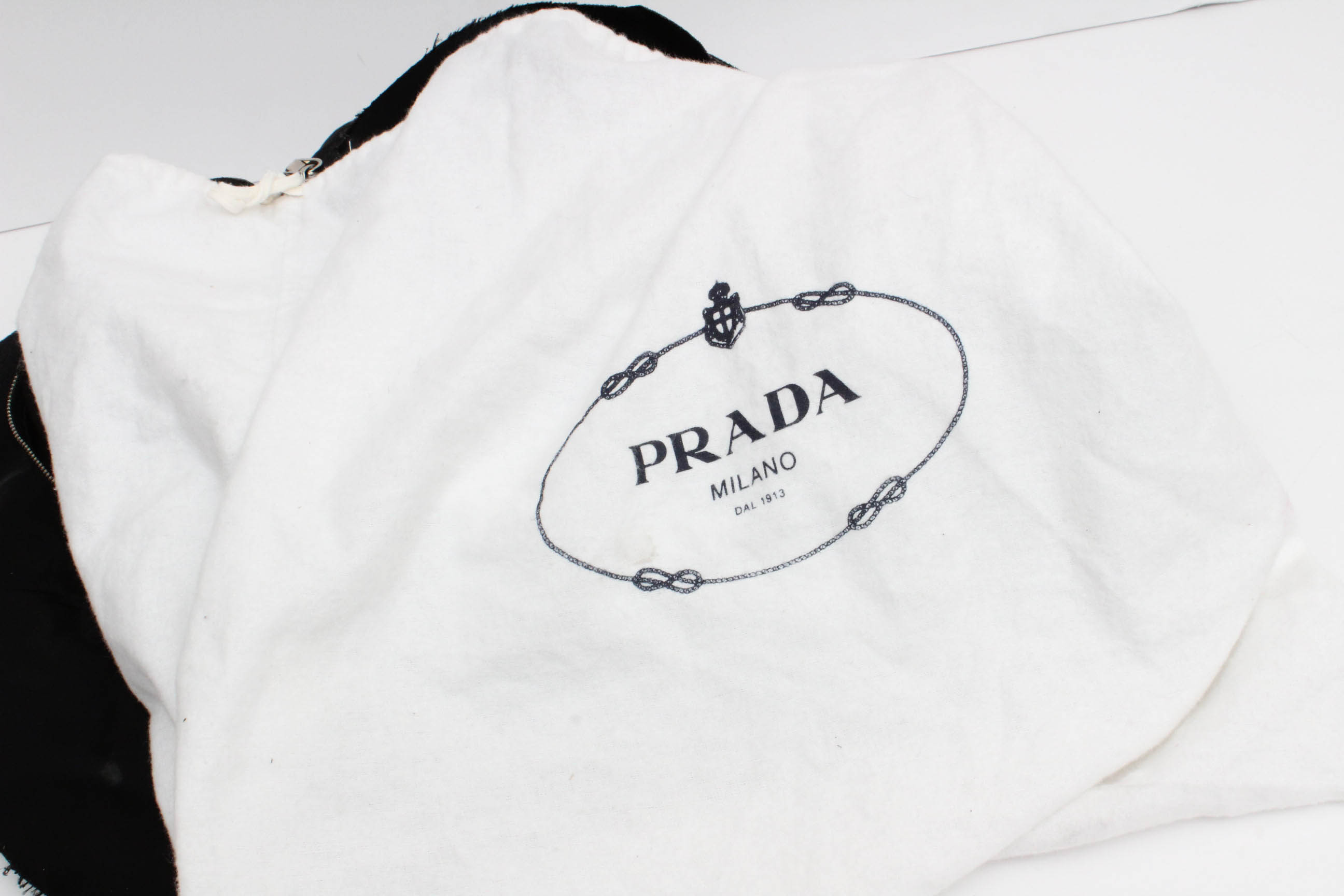 Prada Black Tessuto Nylon Leather Ruffle  Handbag