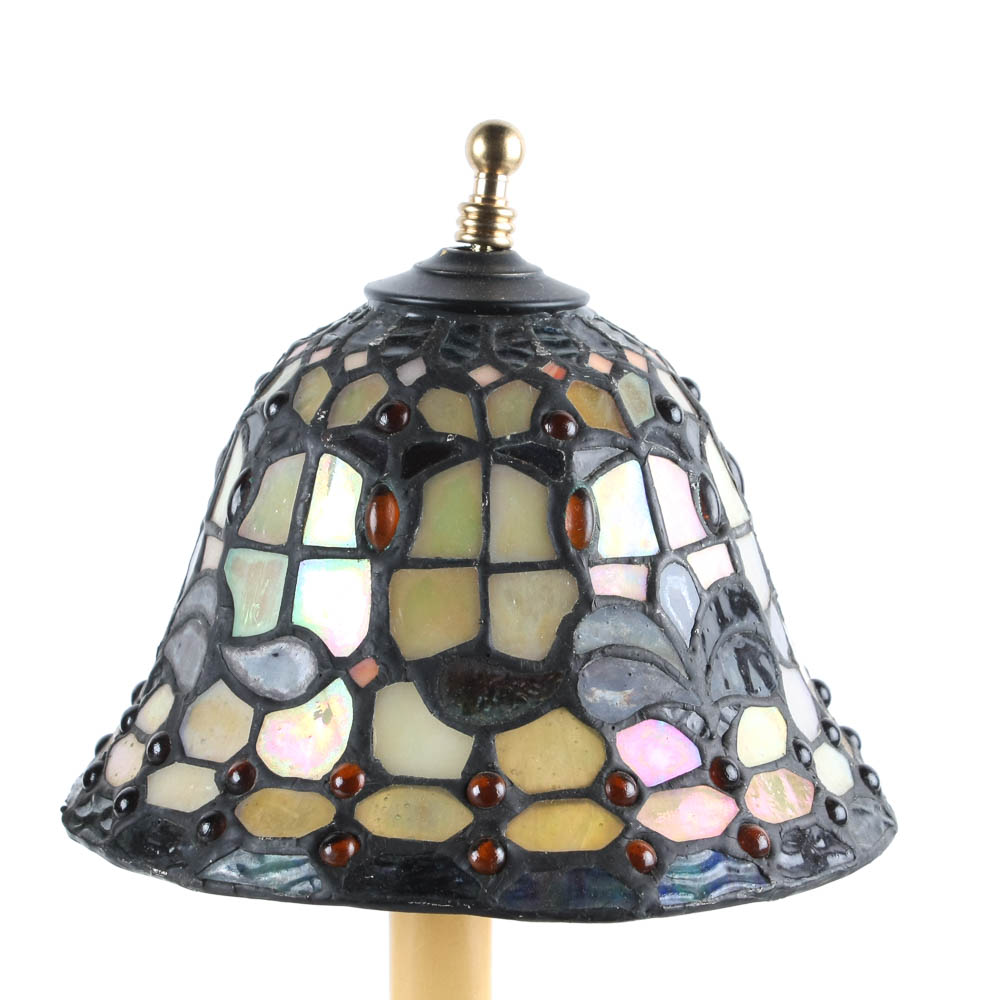 Pair of Stained Glass Cherub Lamps