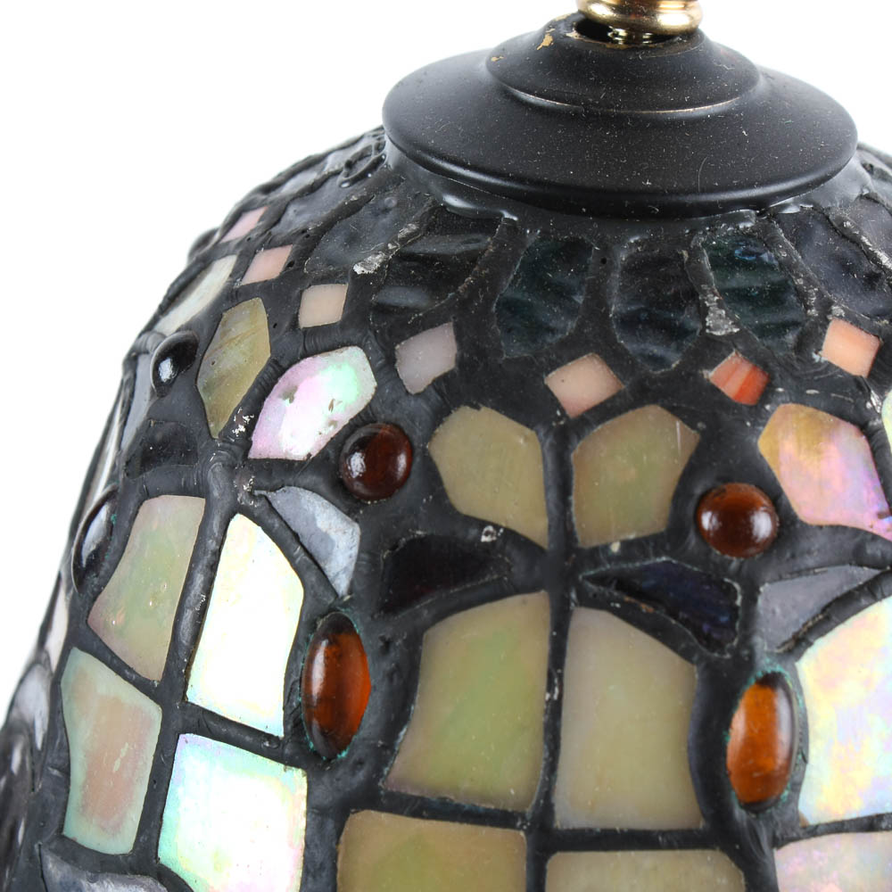 Pair of Stained Glass Cherub Lamps