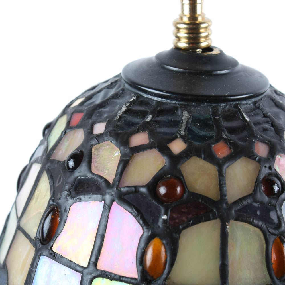 Pair of Stained Glass Cherub Lamps