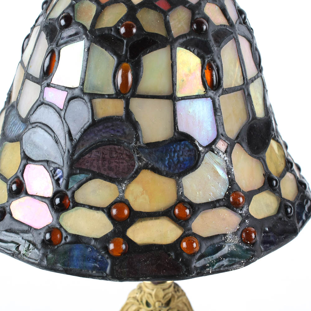 Pair of Stained Glass Cherub Lamps