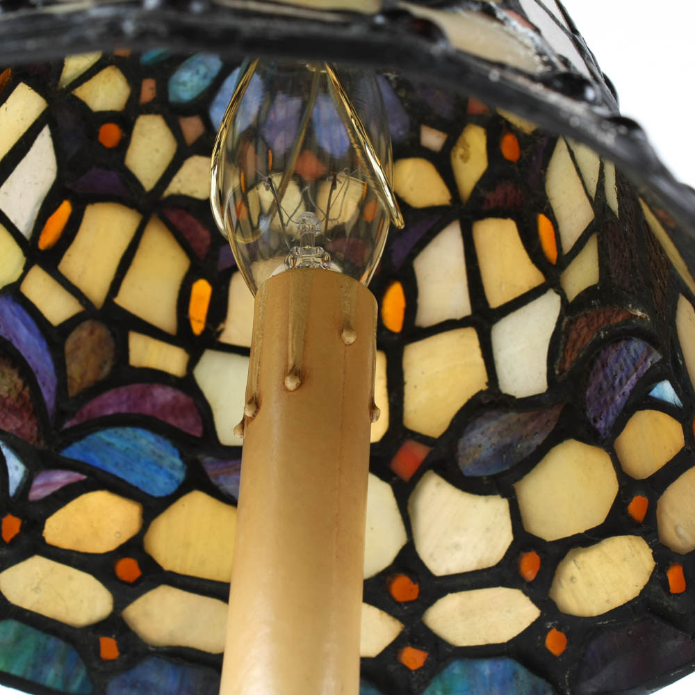 Pair of Stained Glass Cherub Lamps