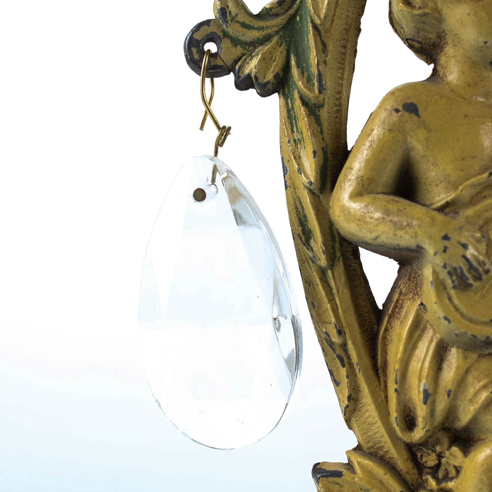 Pair of Stained Glass Cherub Lamps