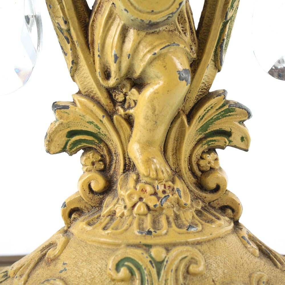 Pair of Stained Glass Cherub Lamps