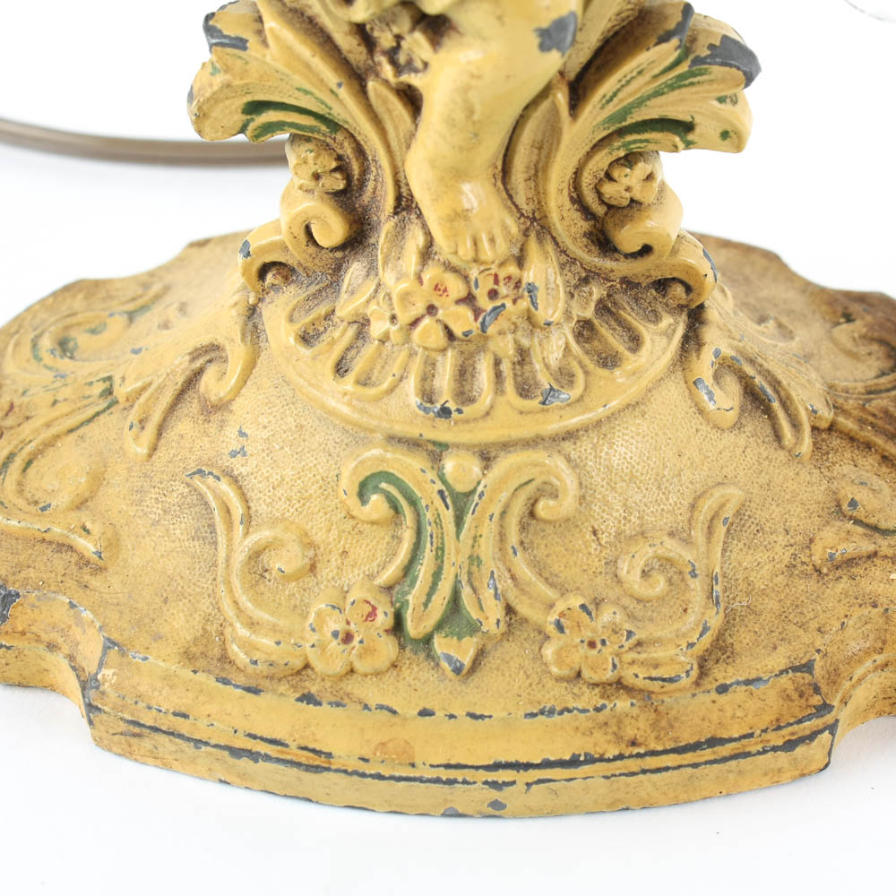 Pair of Stained Glass Cherub Lamps