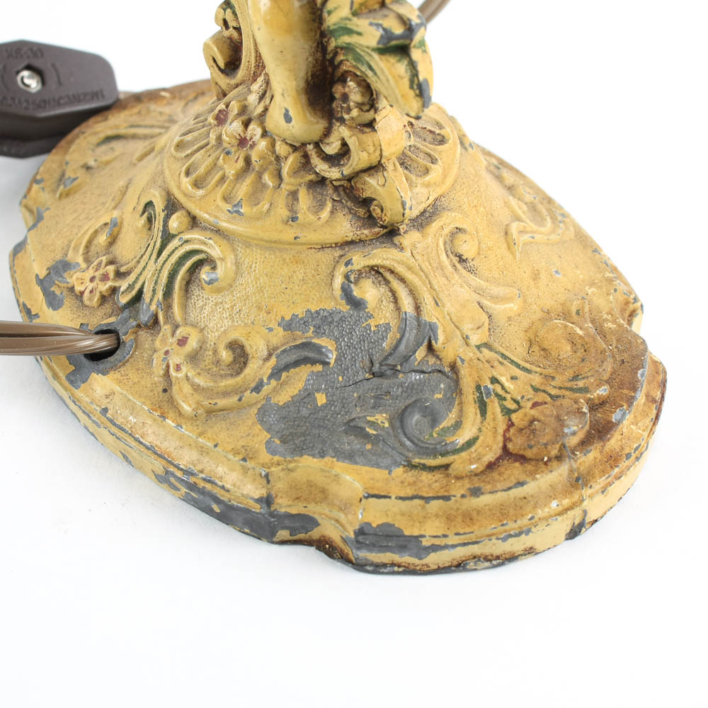 Pair of Stained Glass Cherub Lamps