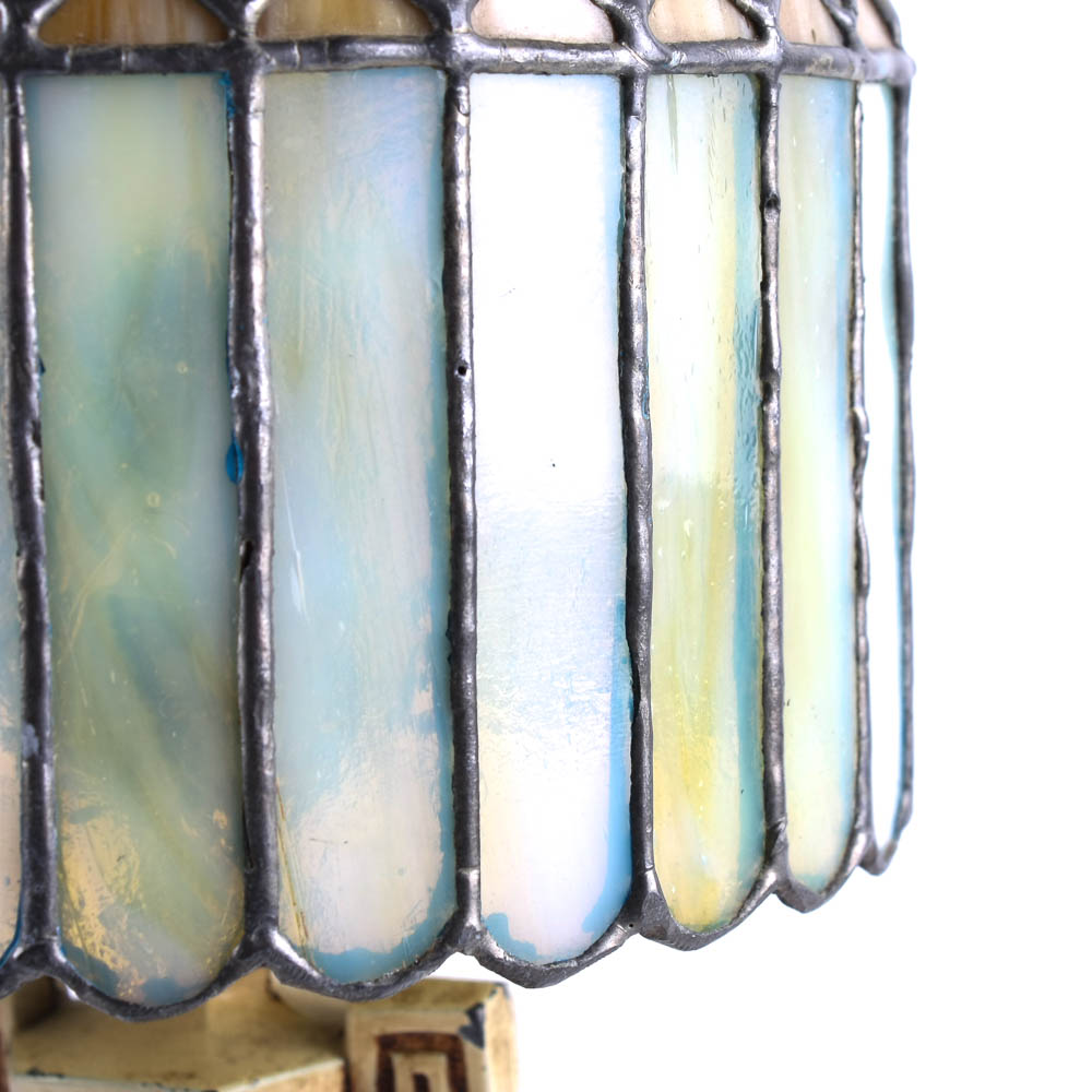 Leaded Stained Glass Lamp Pair