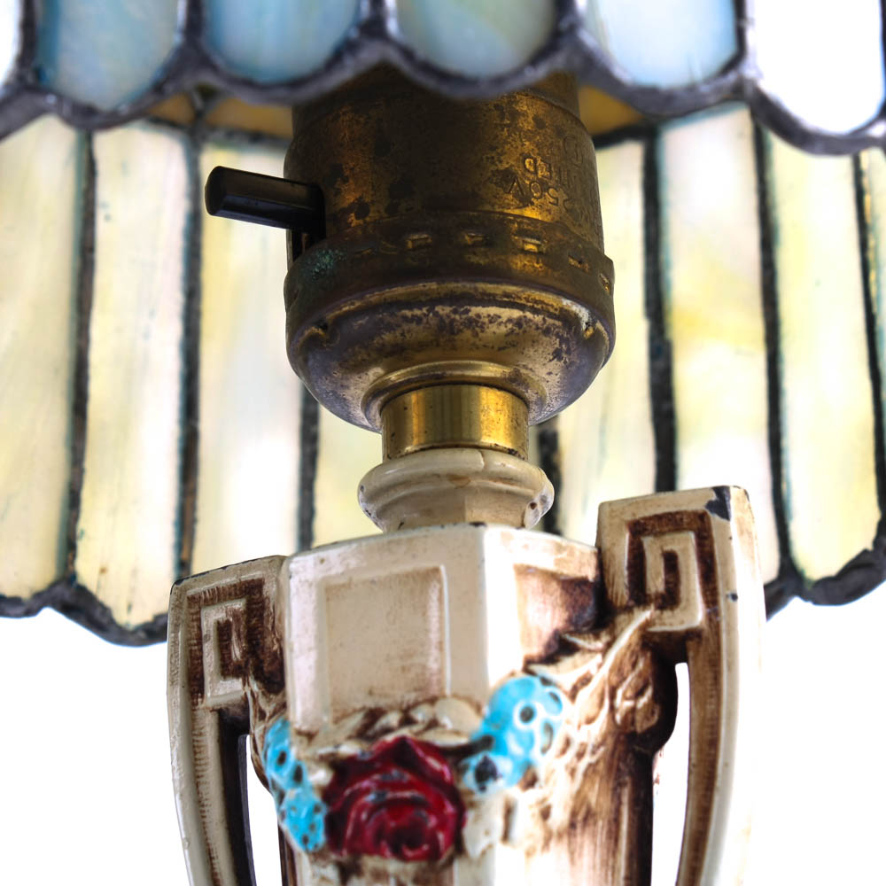 Leaded Stained Glass Lamp Pair