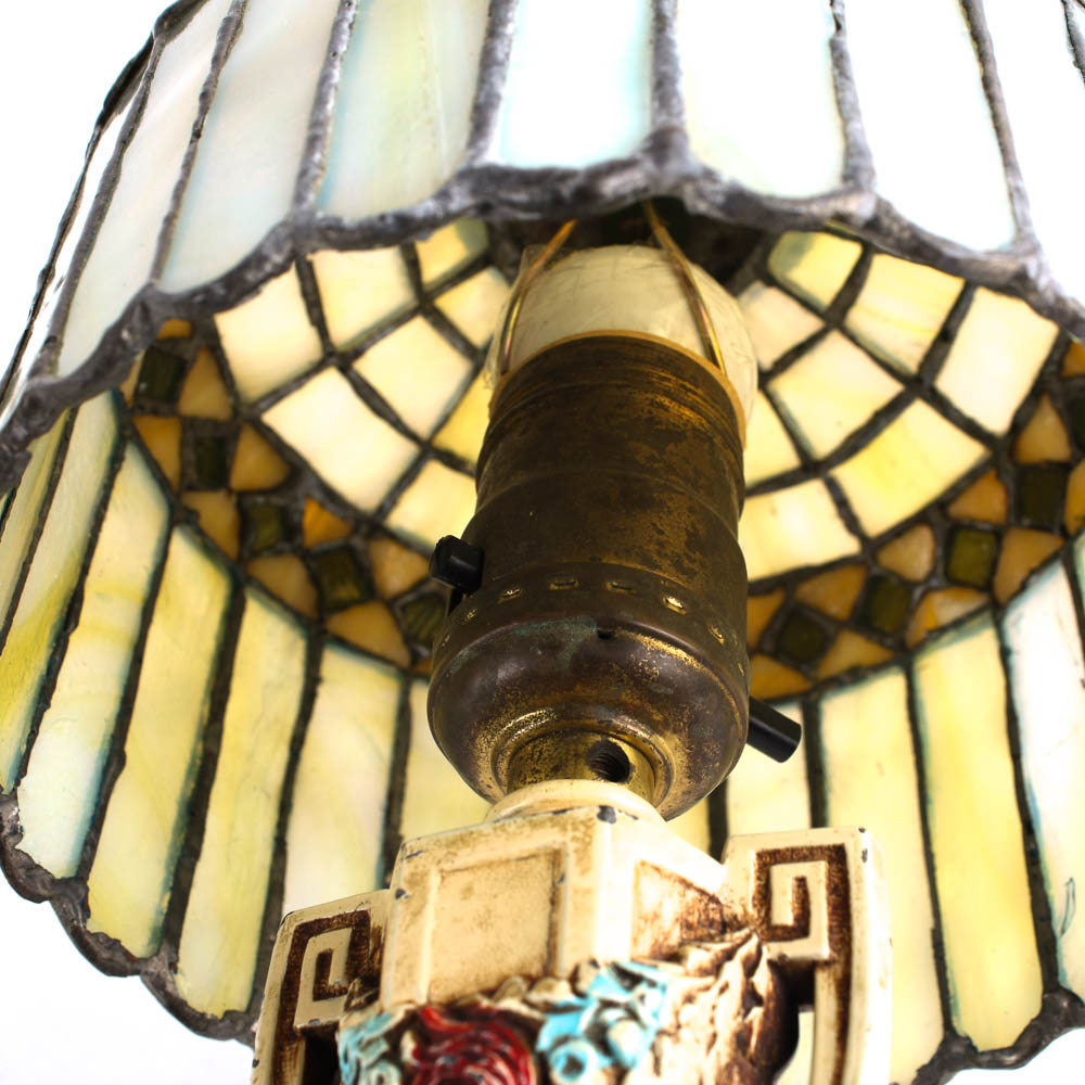 Leaded Stained Glass Lamp Pair