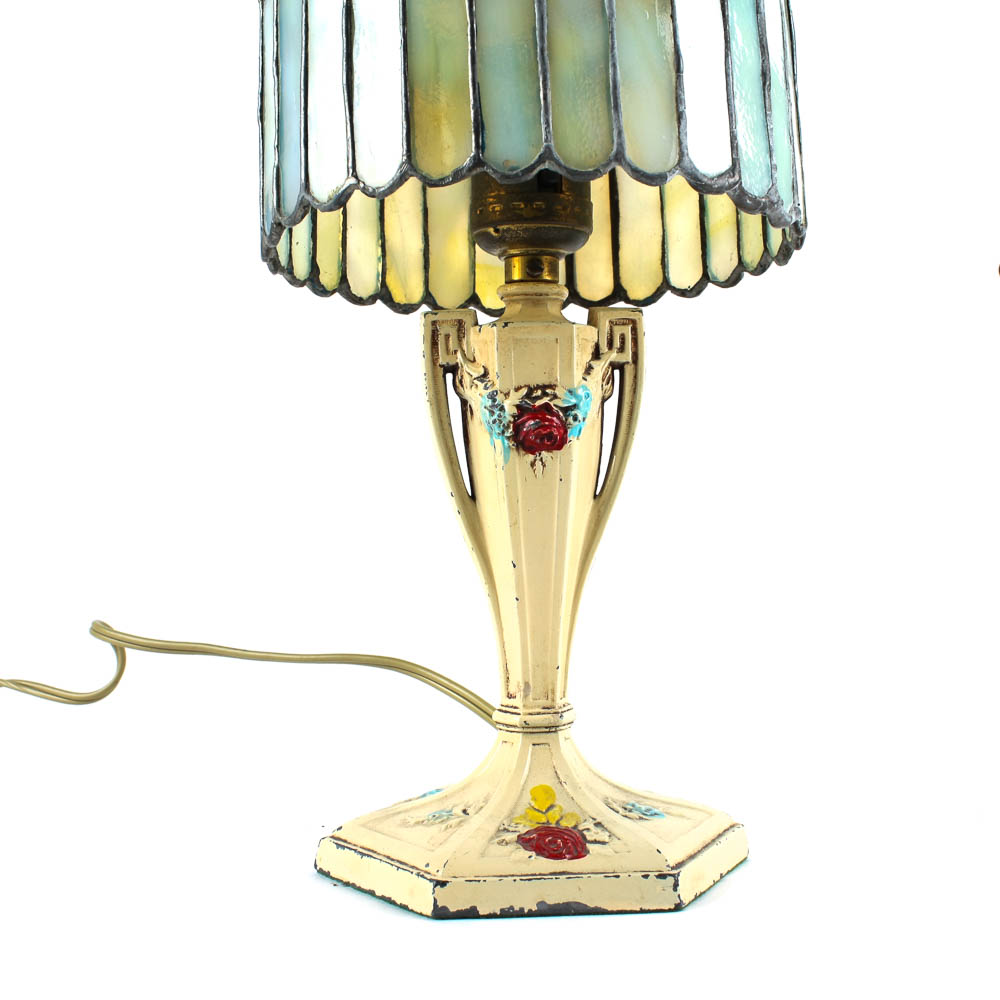 Leaded Stained Glass Lamp Pair