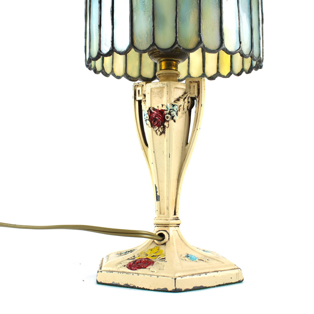 Leaded Stained Glass Lamp Pair