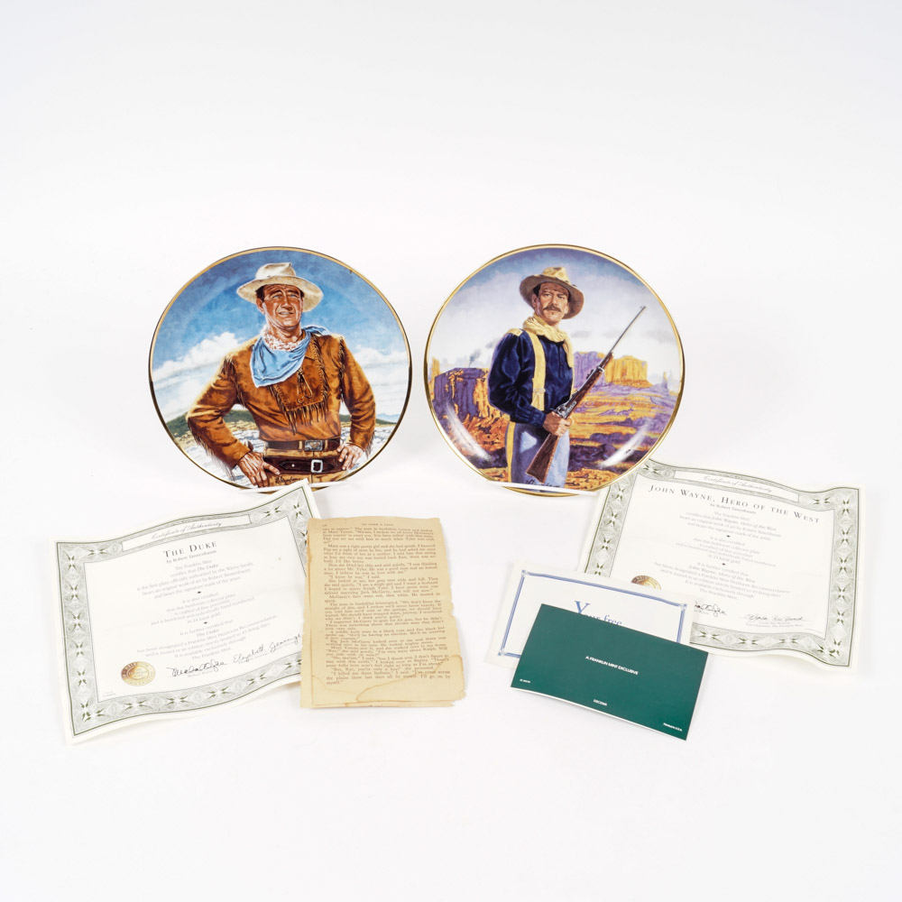 Limited Edition Franklin Mint "John Wayne" Collector Plates