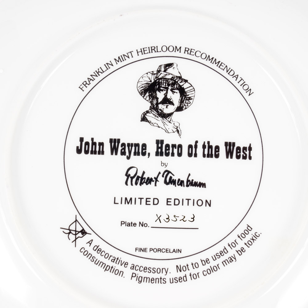 Limited Edition Franklin Mint "John Wayne" Collector Plates
