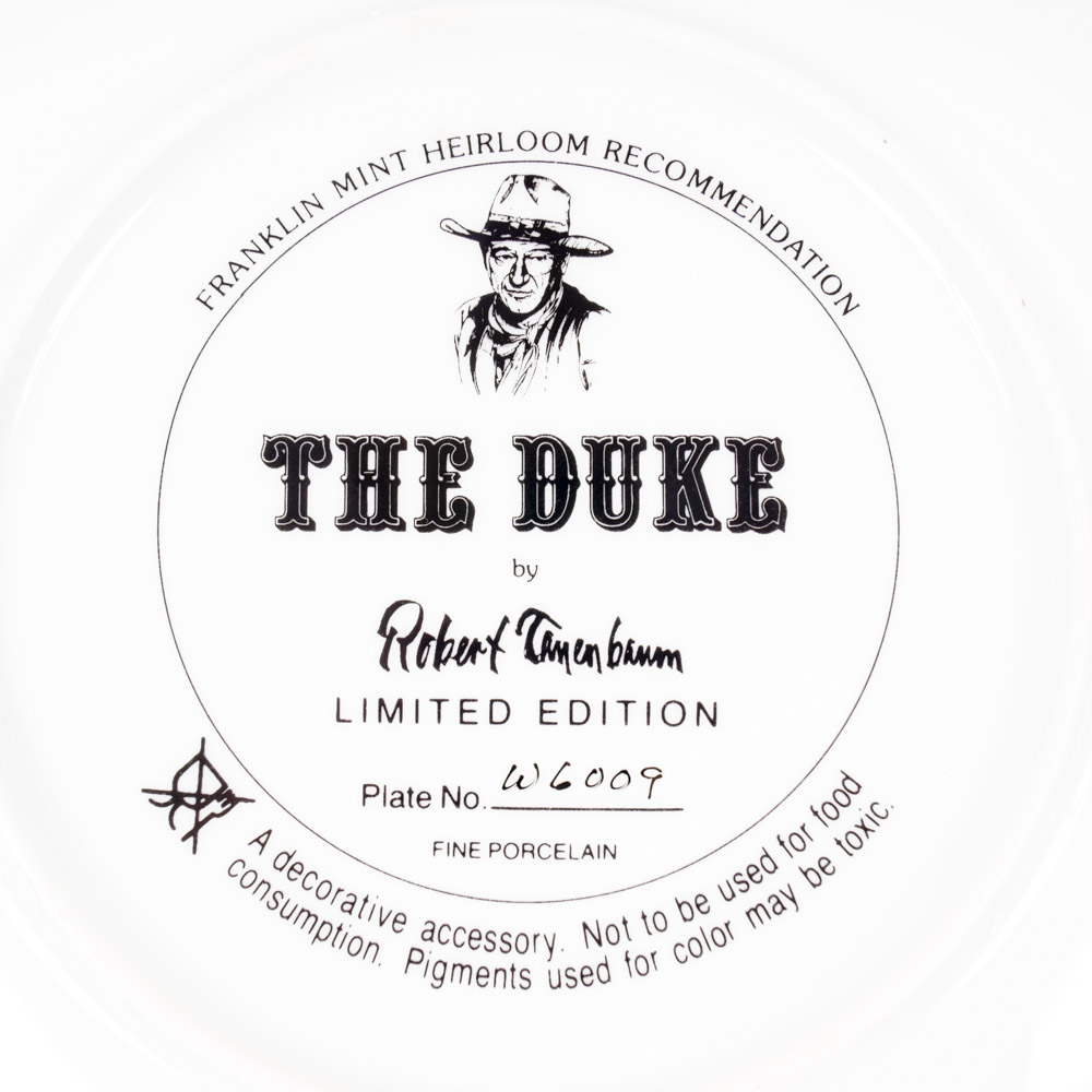 Limited Edition Franklin Mint "John Wayne" Collector Plates