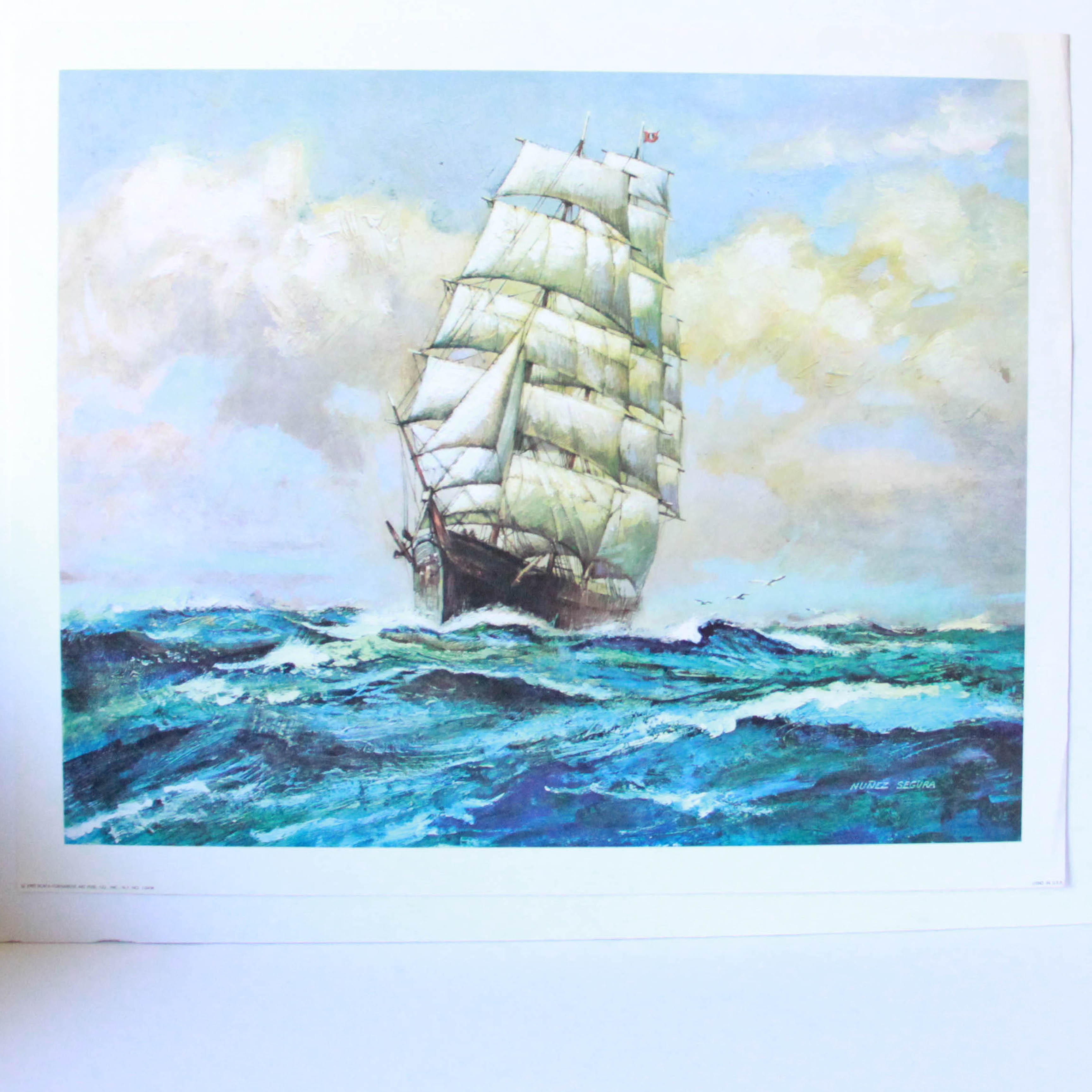 After Nunez Segura Offset Lithograph of a Ship