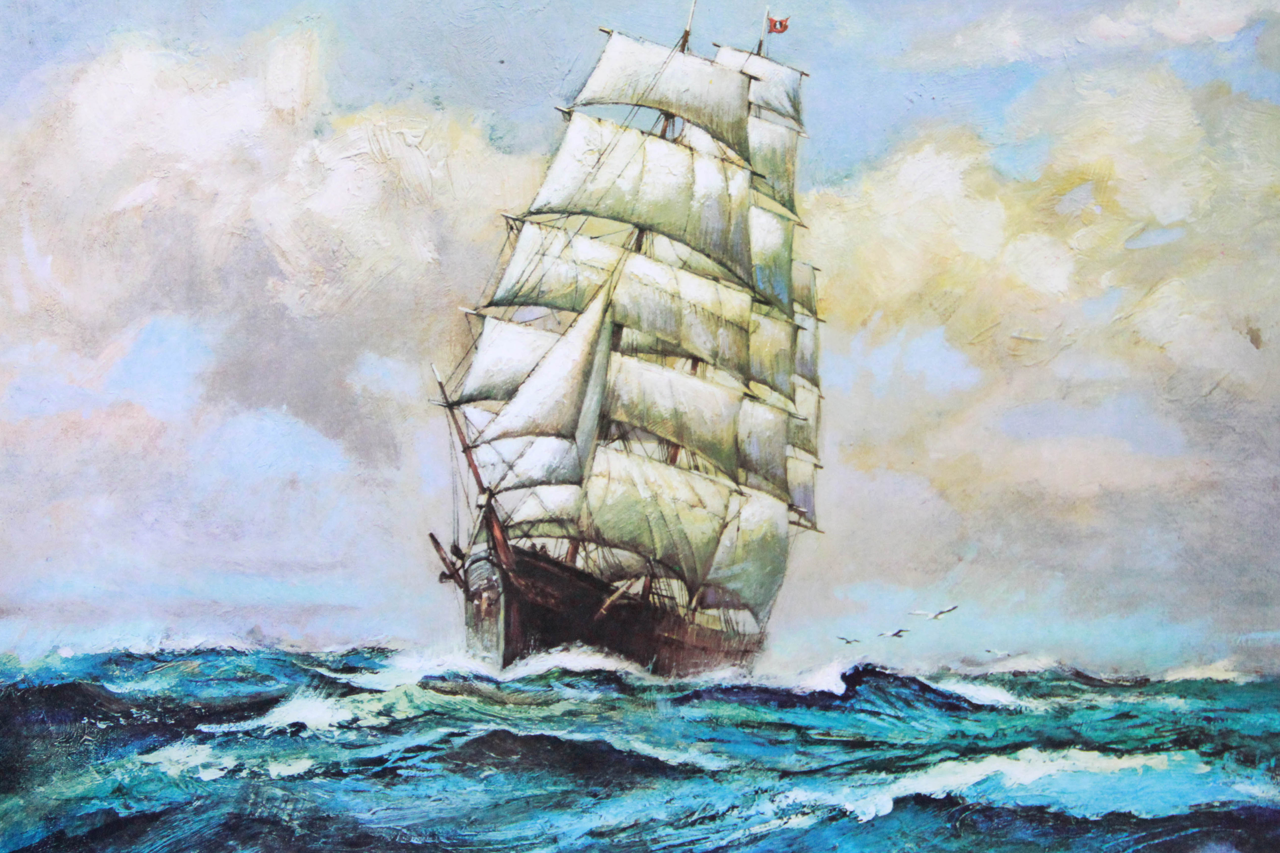 After Nunez Segura Offset Lithograph of a Ship