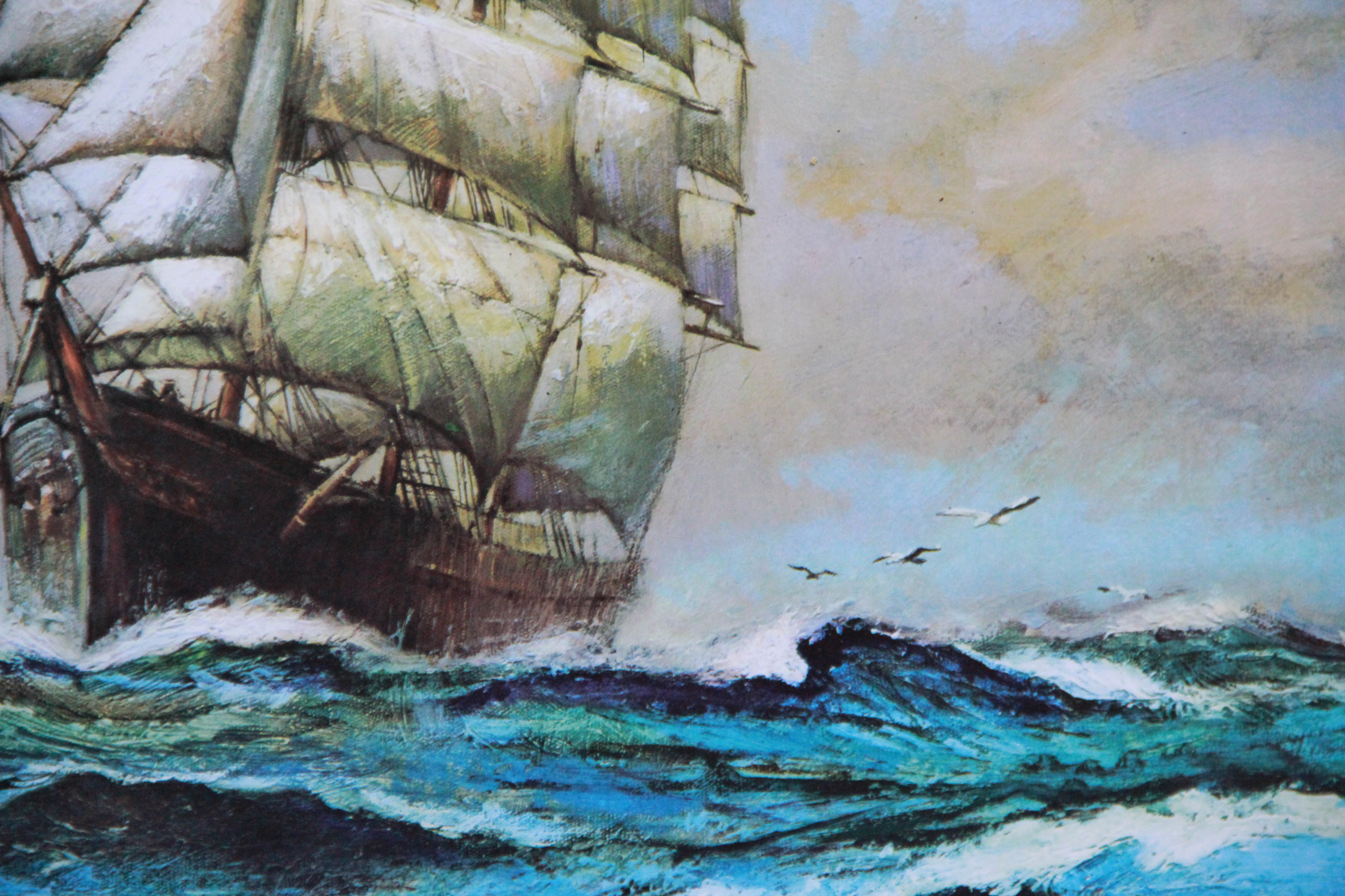 After Nunez Segura Offset Lithograph of a Ship