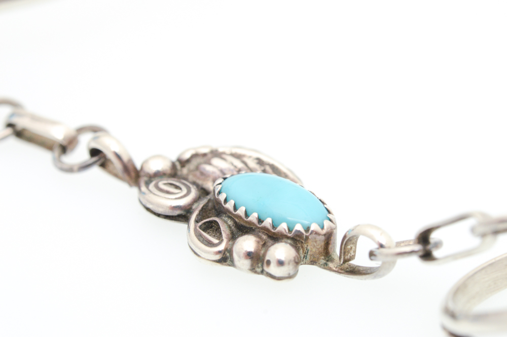 Sterling Silver Turquoise Cuff with Attached Ring