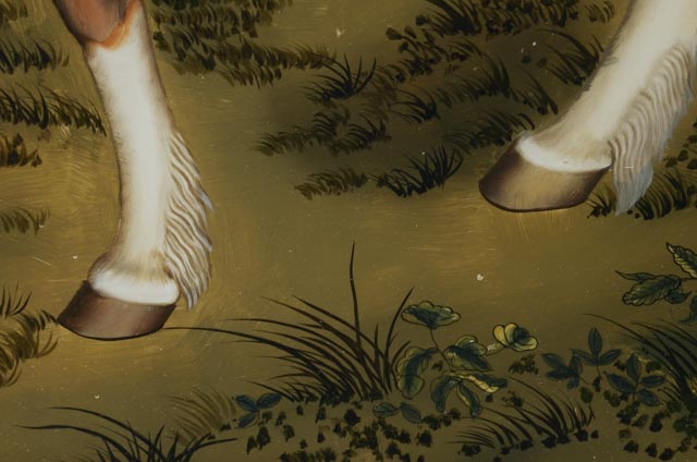 Reverse Painting After Guiseppe Castiglione "The Qianlong Emperor in Ceremonial Armour on Horseback"