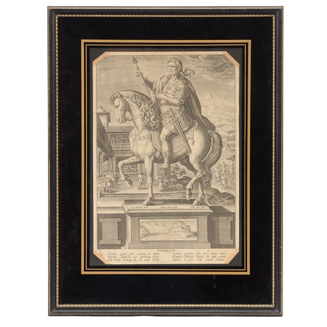 Antique Restrike of 16th Century Stradanus Engraving "Tiberius"