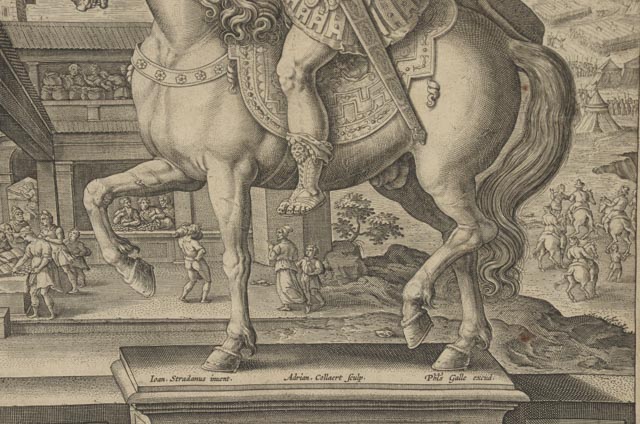 Antique Restrike of 16th Century Stradanus Engraving "Tiberius"