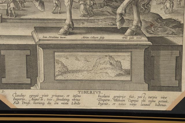 Antique Restrike of 16th Century Stradanus Engraving "Tiberius"