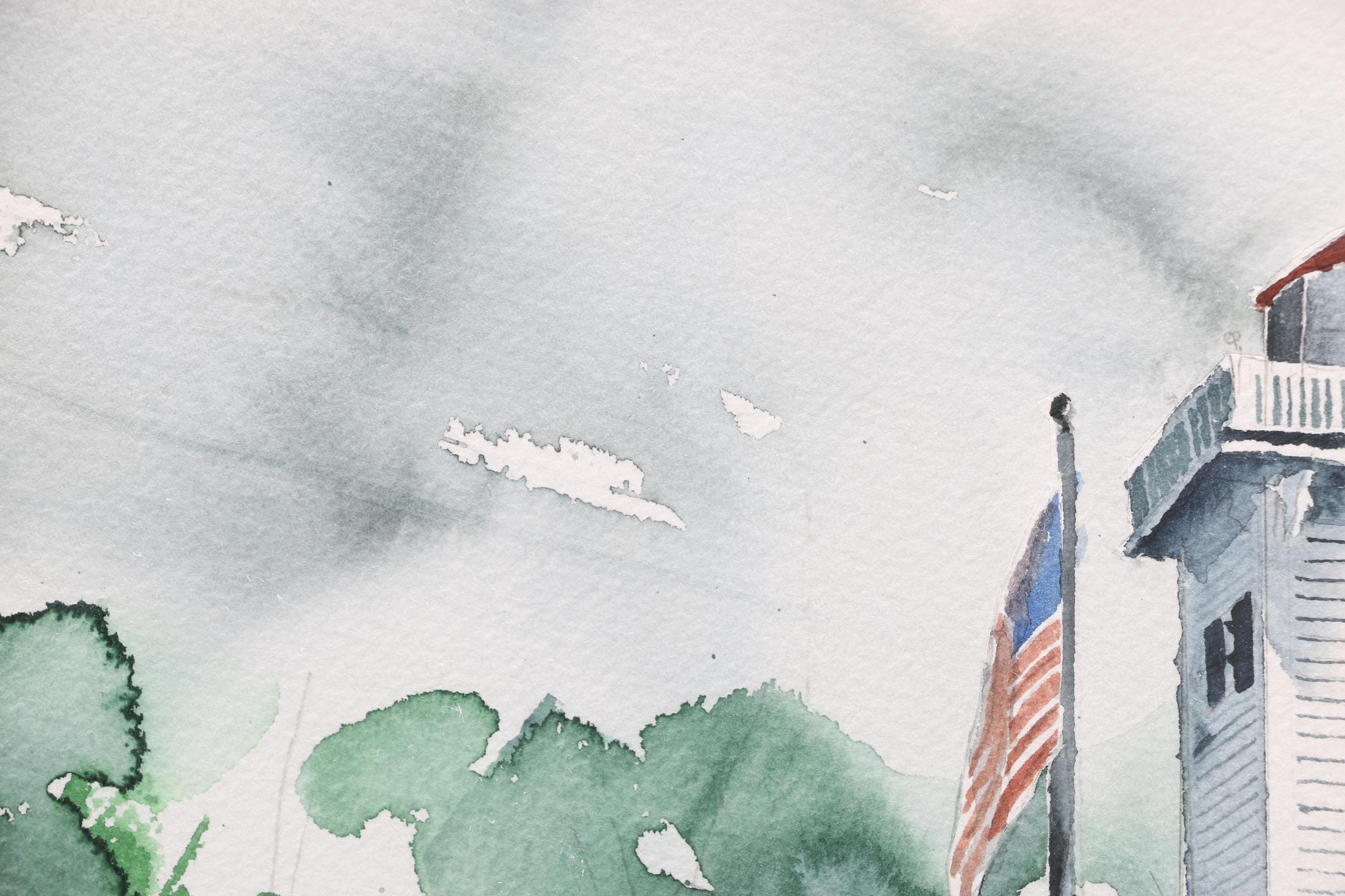 James Mahanes Original Watercolor of a Lighthouse