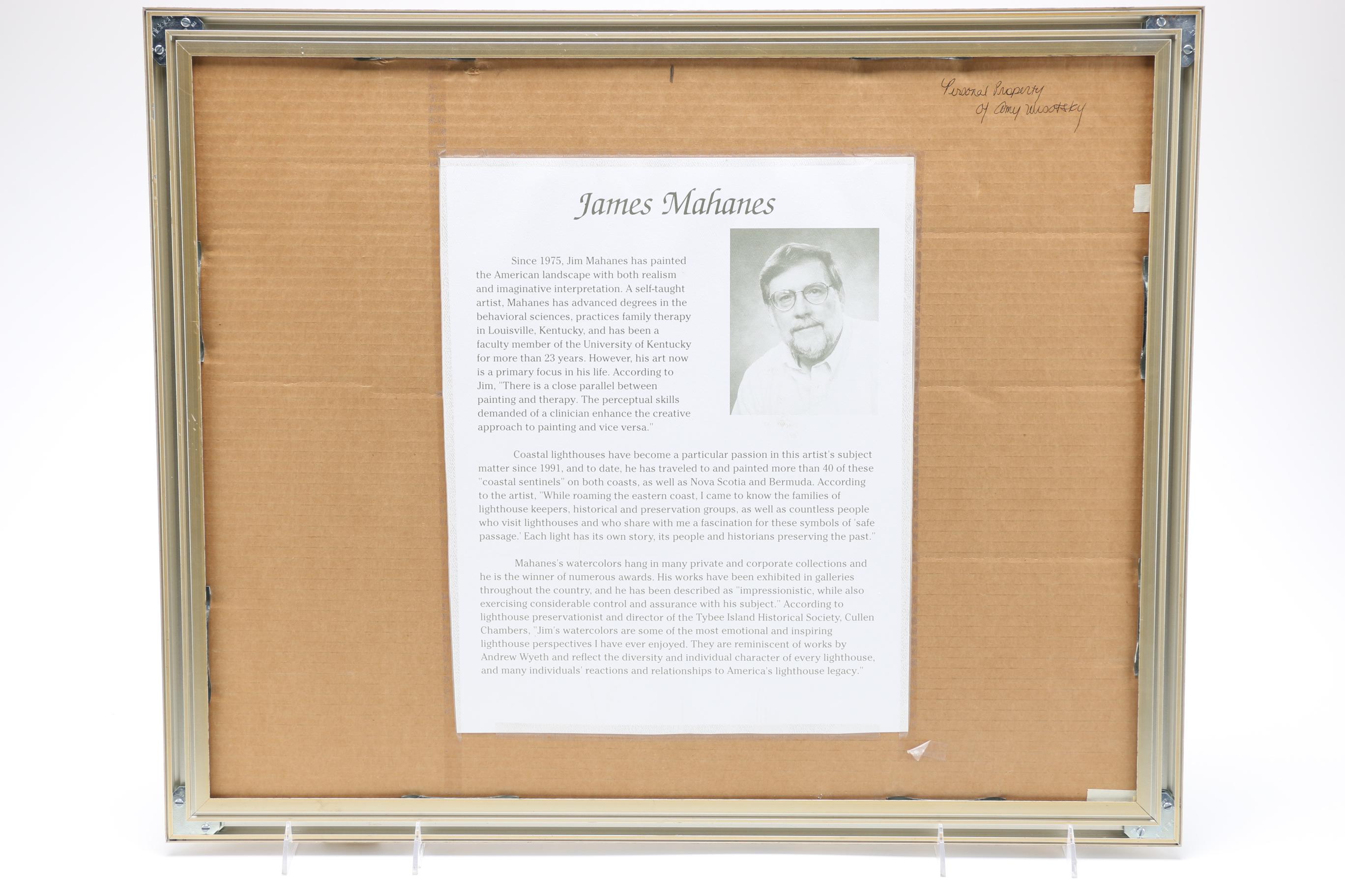 James Mahanes Original Watercolor of a Lighthouse