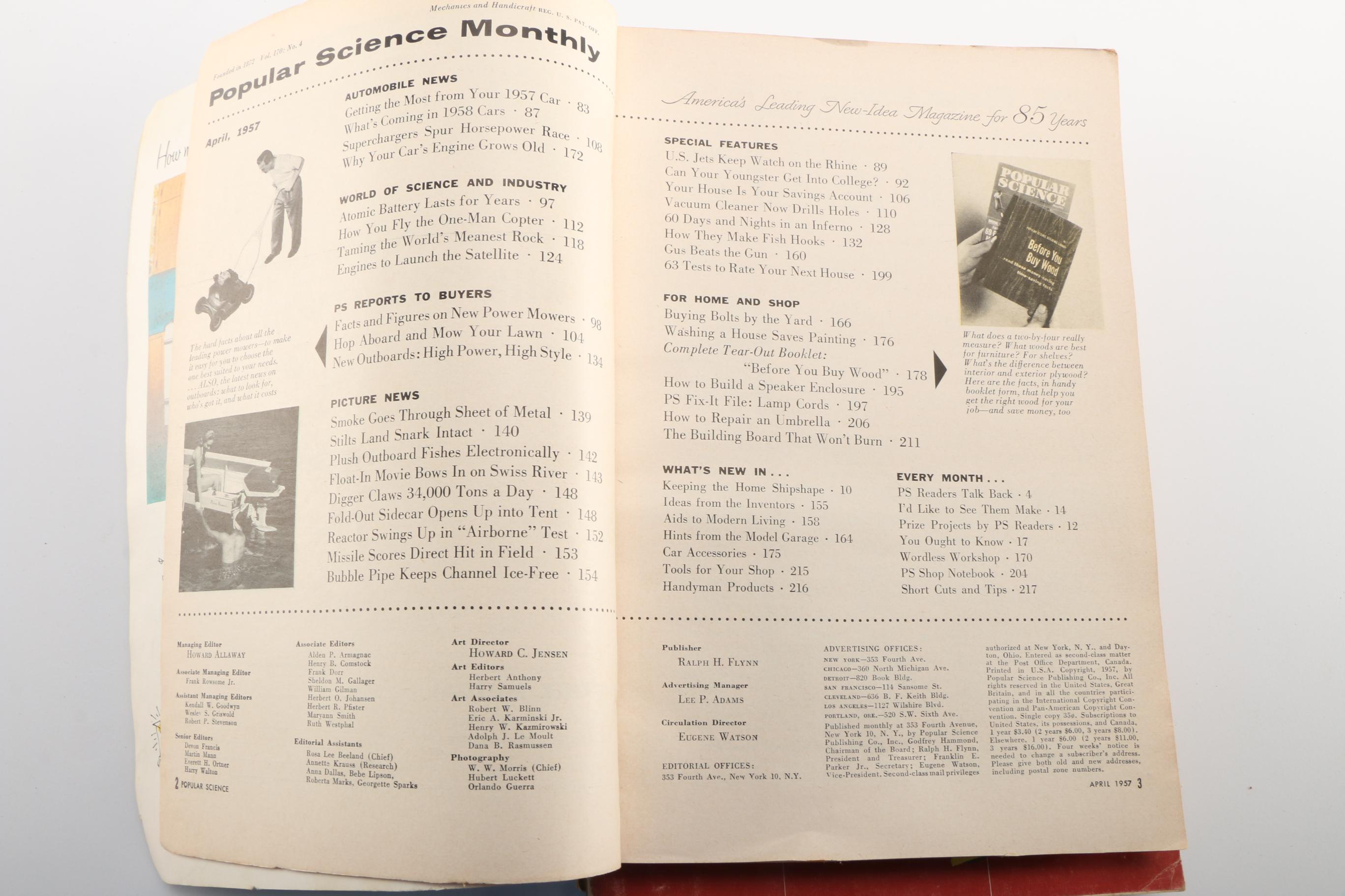 1957, 1960, and 1964 "Popular Science" Magazines