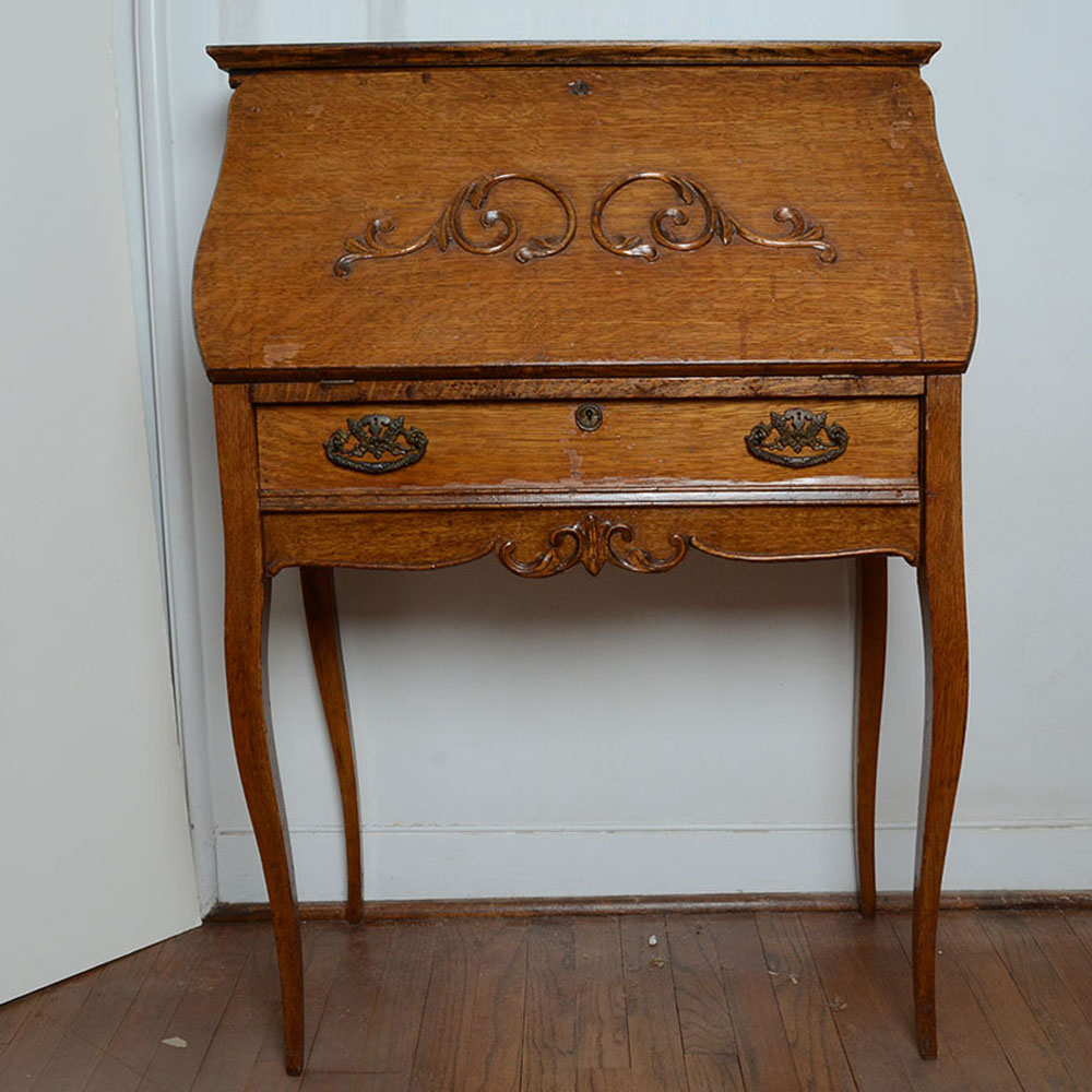 Oak Drop-Front Ladies Writing Desk