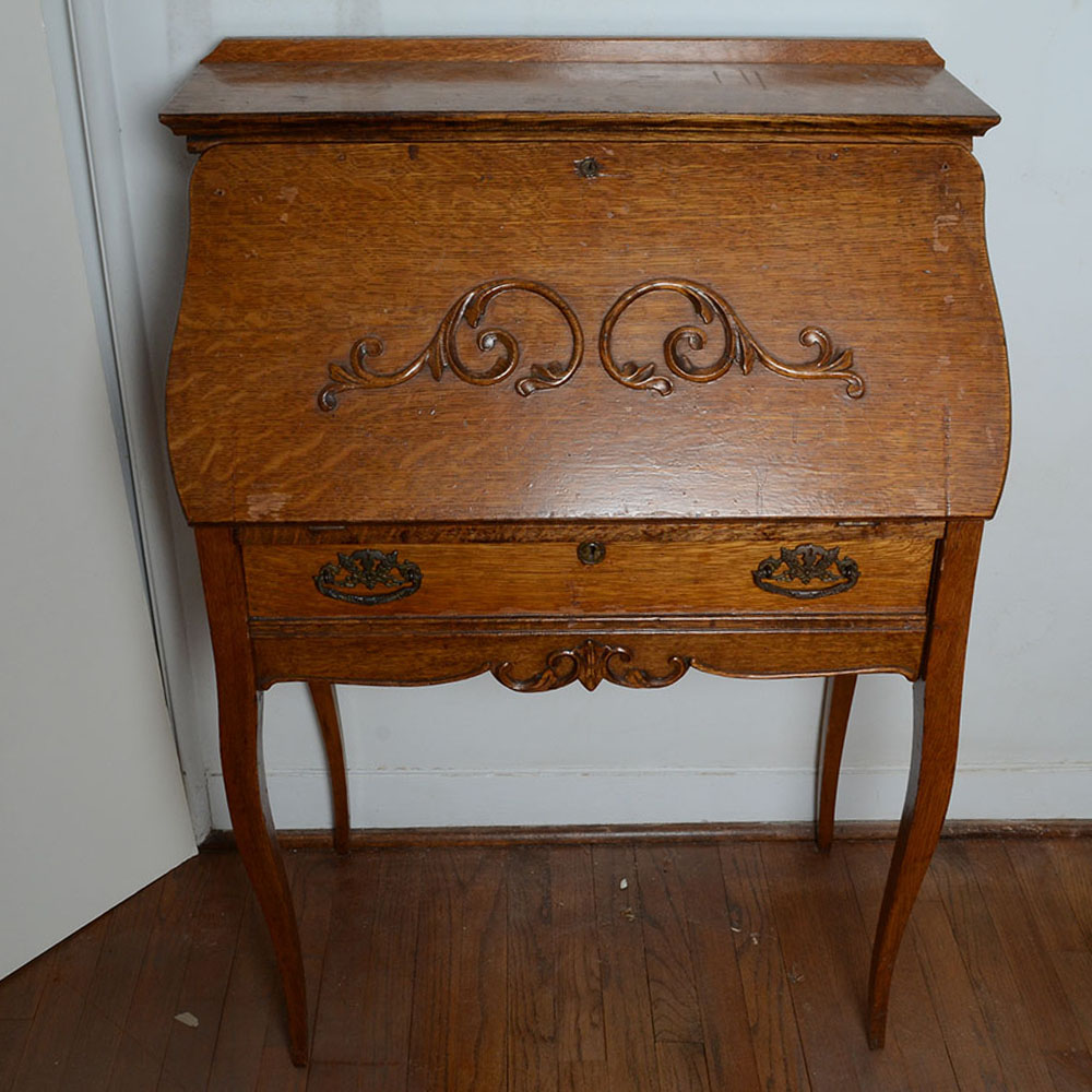 Oak Drop-Front Ladies Writing Desk