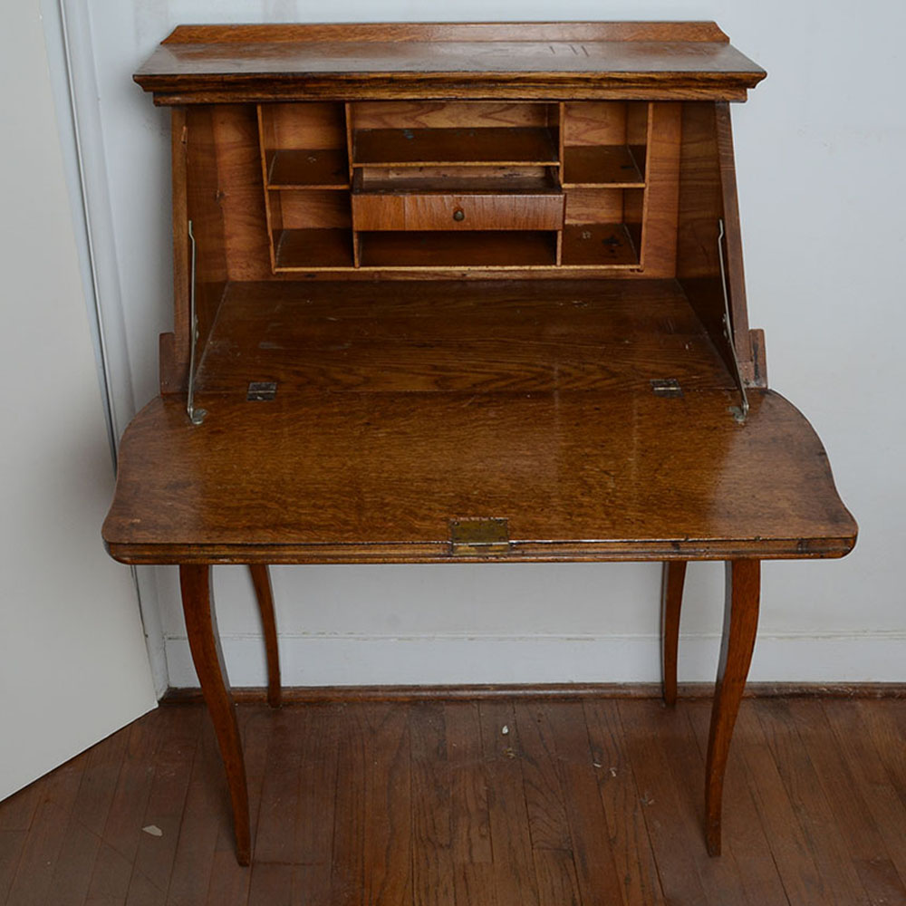 Oak Drop-Front Ladies Writing Desk