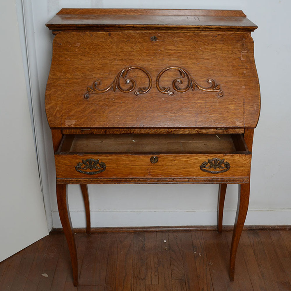 Oak Drop-Front Ladies Writing Desk