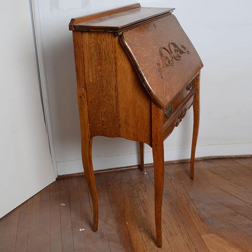 Oak Drop-Front Ladies Writing Desk