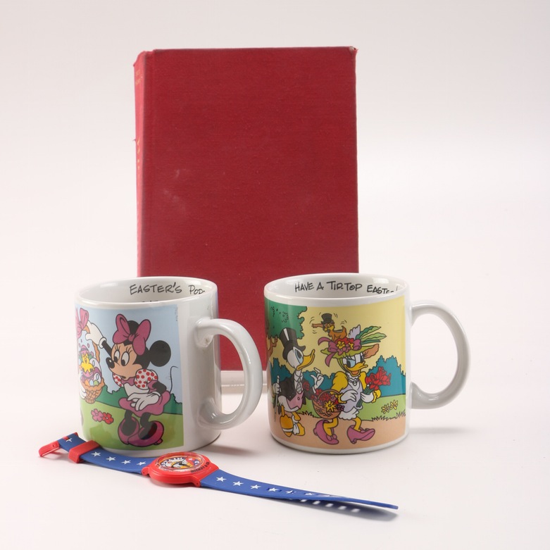 Disney Mugs, Watch and Autographed Book