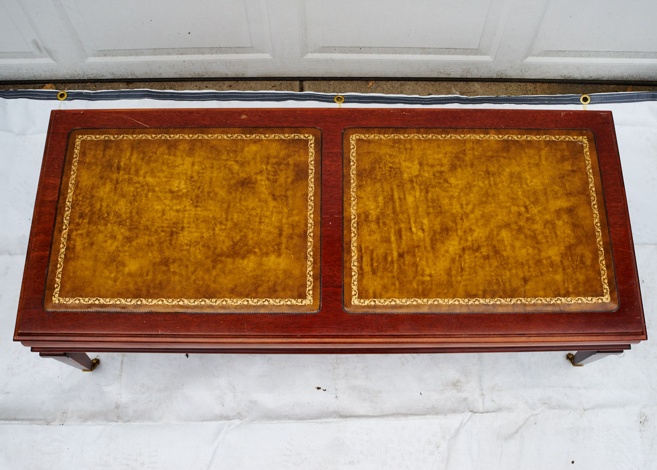 Leather Top Cherry Coffee Table