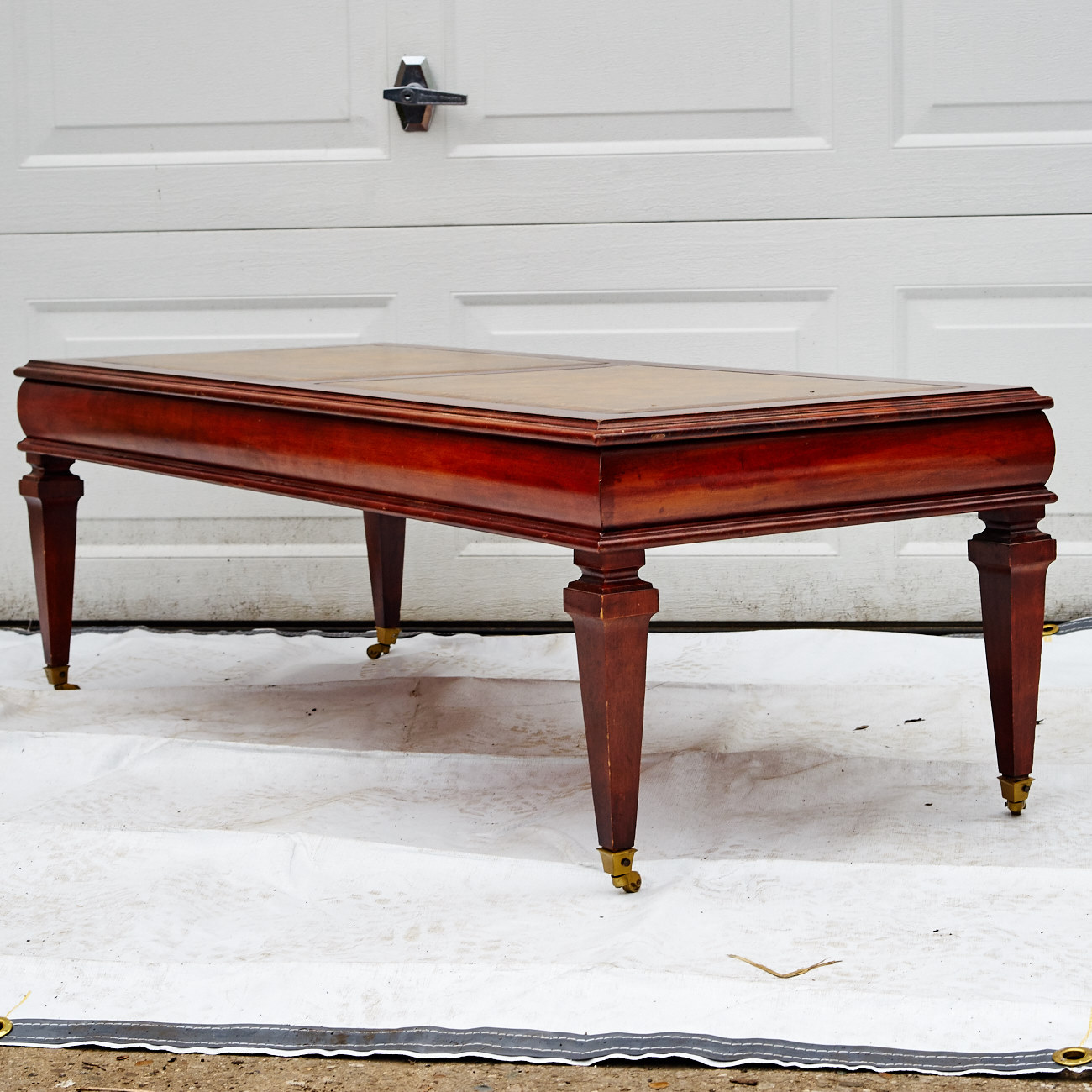 Leather Top Cherry Coffee Table