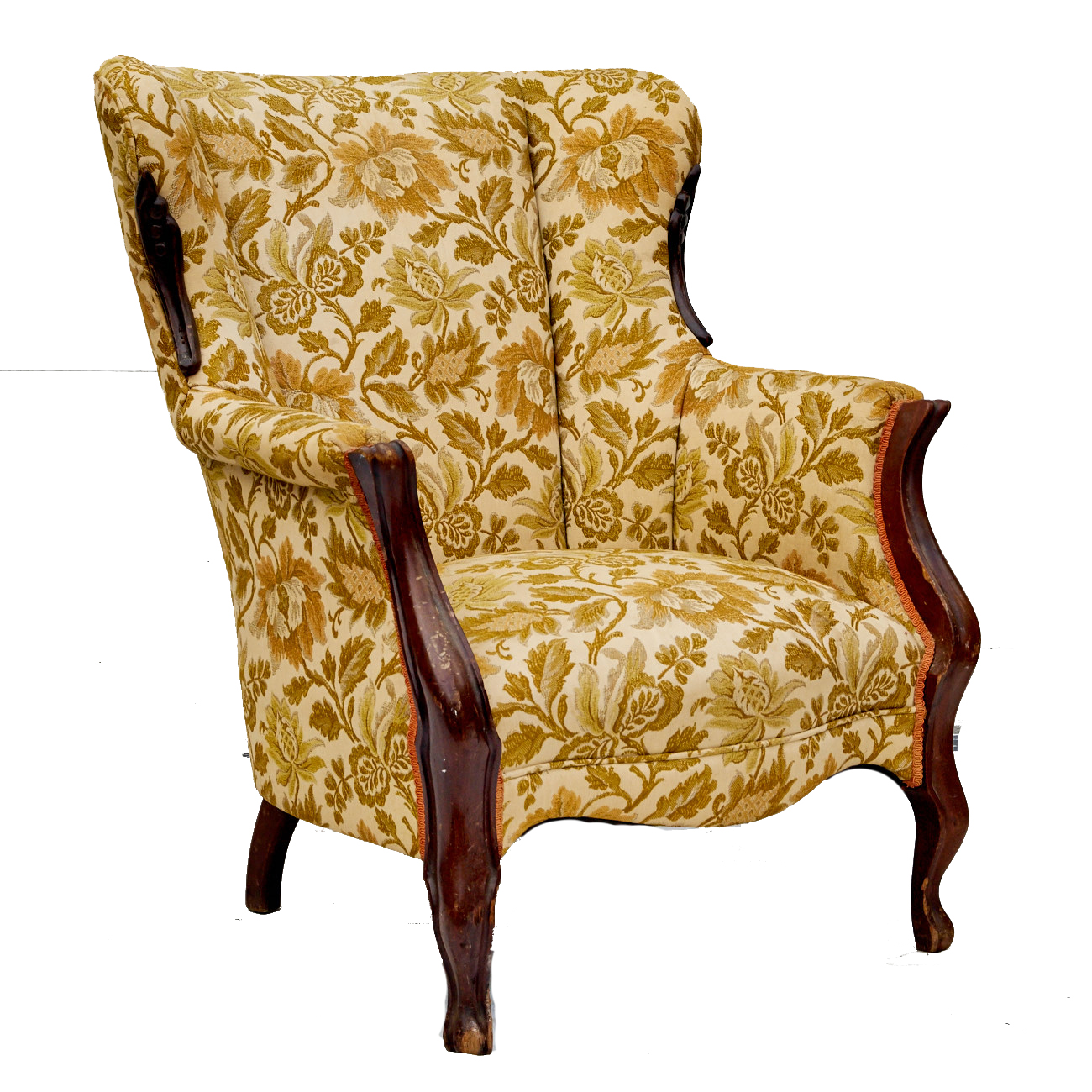 Floral Upholstered Wingback Armchair