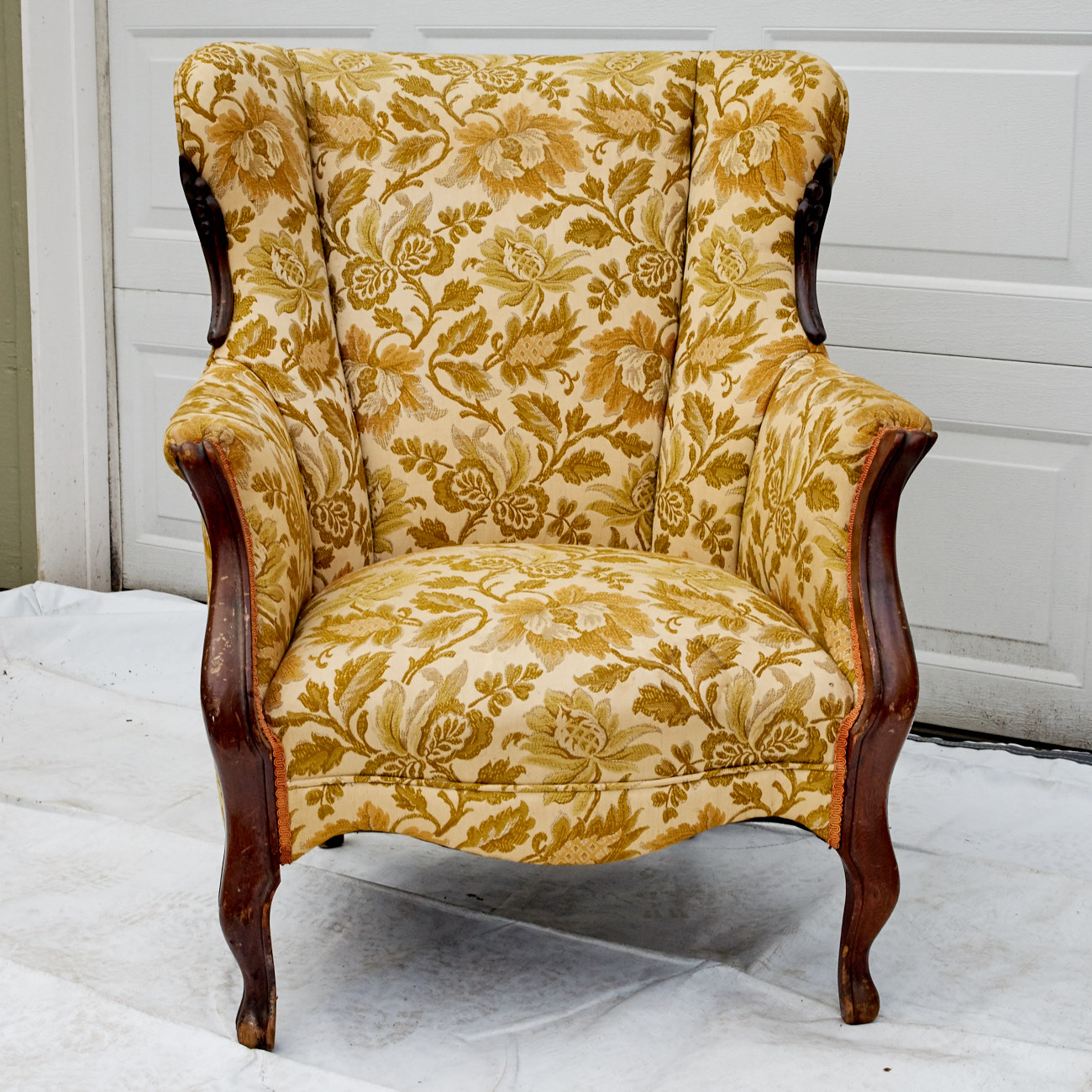 Floral Upholstered Wingback Armchair