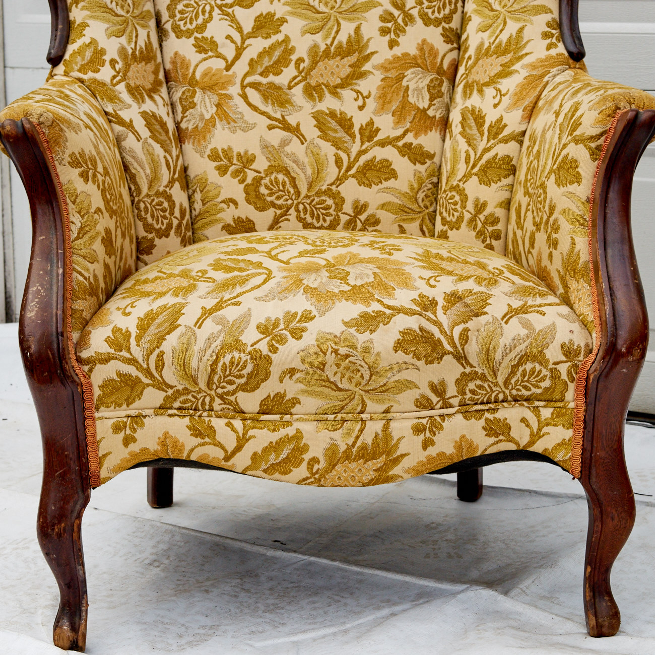 Floral Upholstered Wingback Armchair