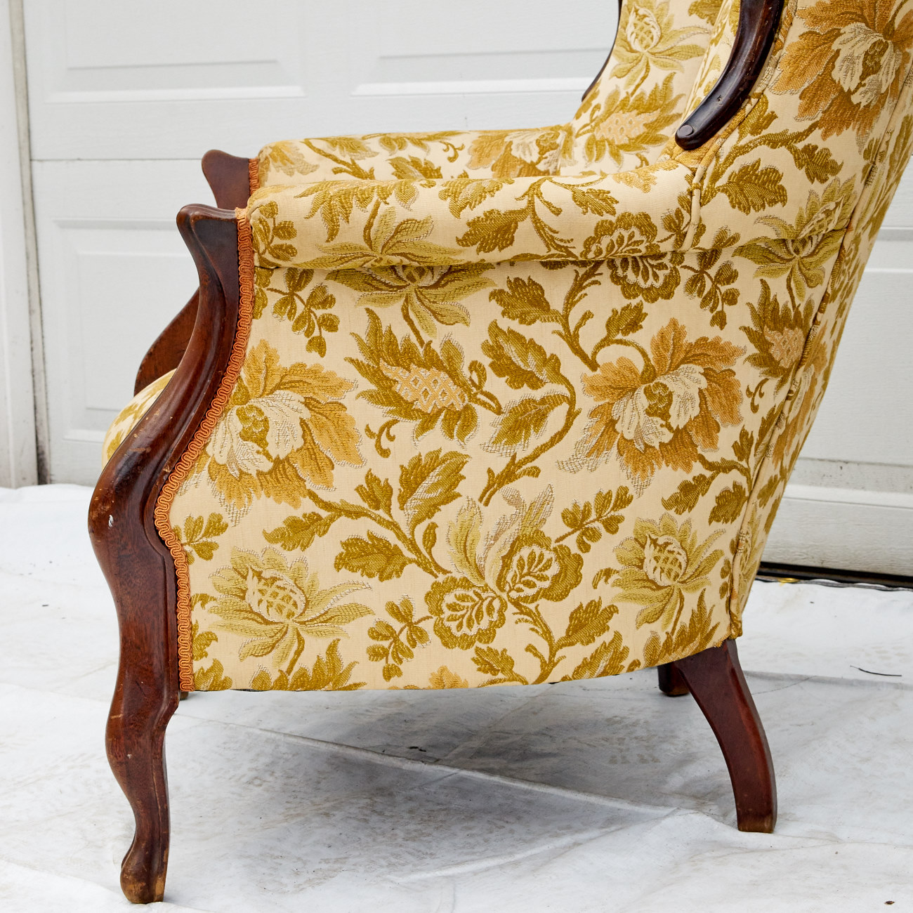 Floral Upholstered Wingback Armchair
