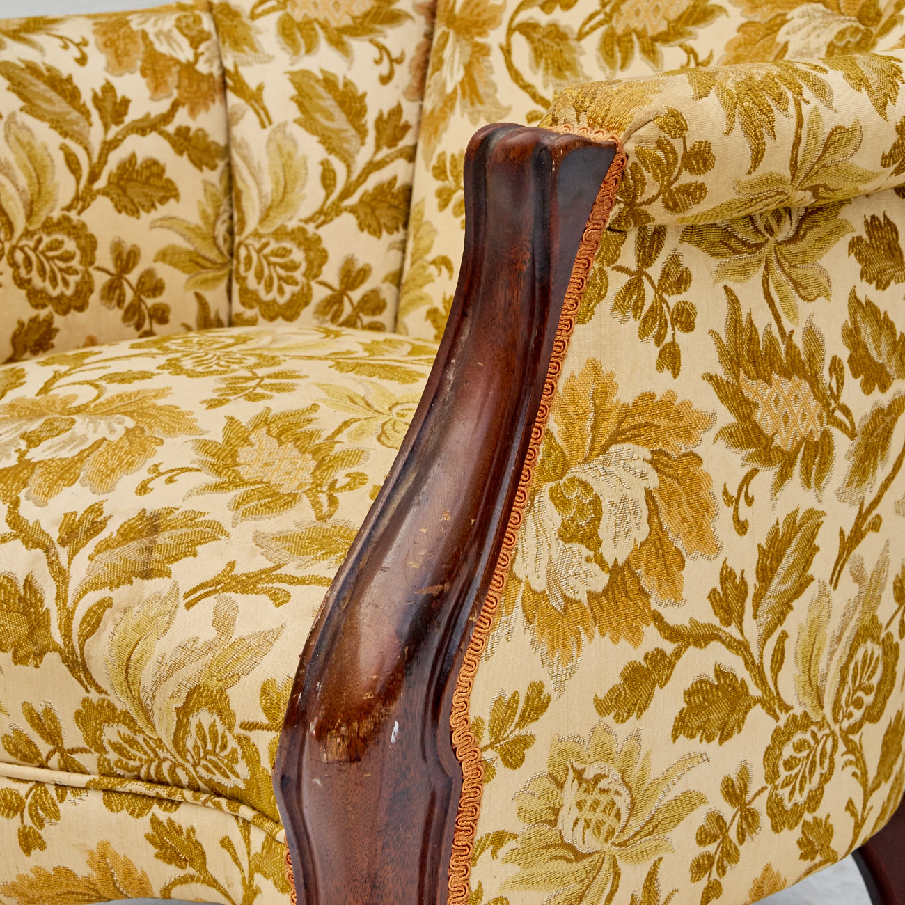 Floral Upholstered Wingback Armchair