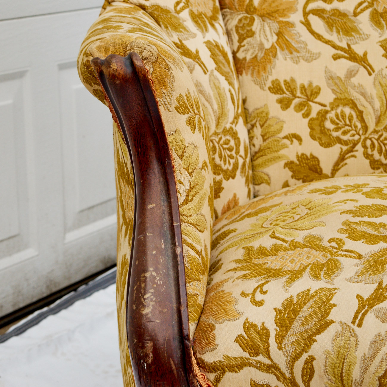Floral Upholstered Wingback Armchair