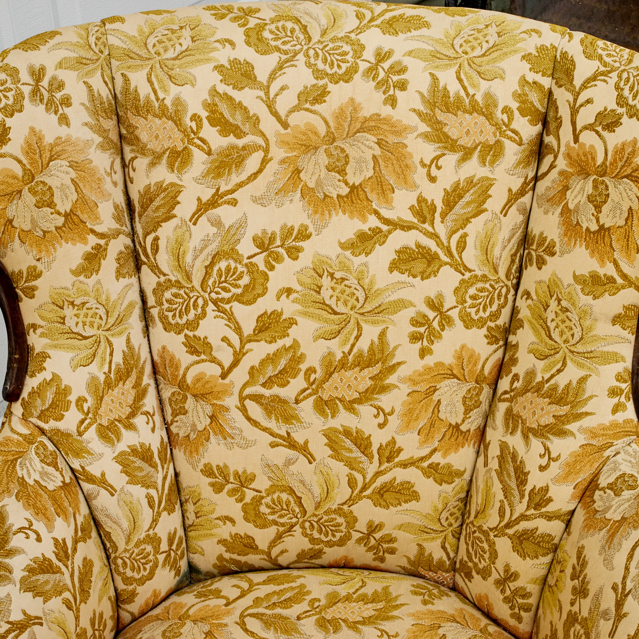 Floral Upholstered Wingback Armchair