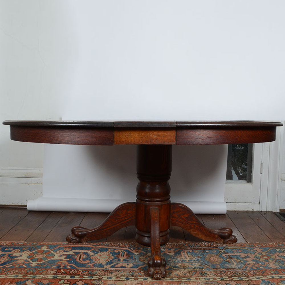 American Empire Oak Dining Table