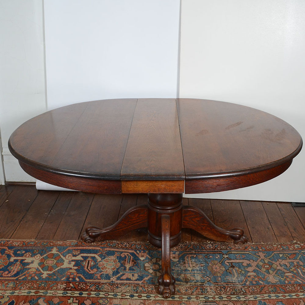 American Empire Oak Dining Table