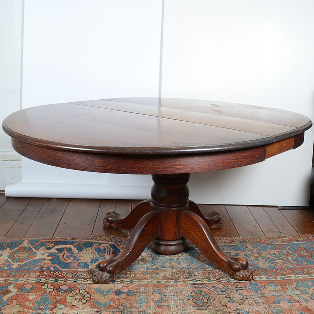 American Empire Oak Dining Table