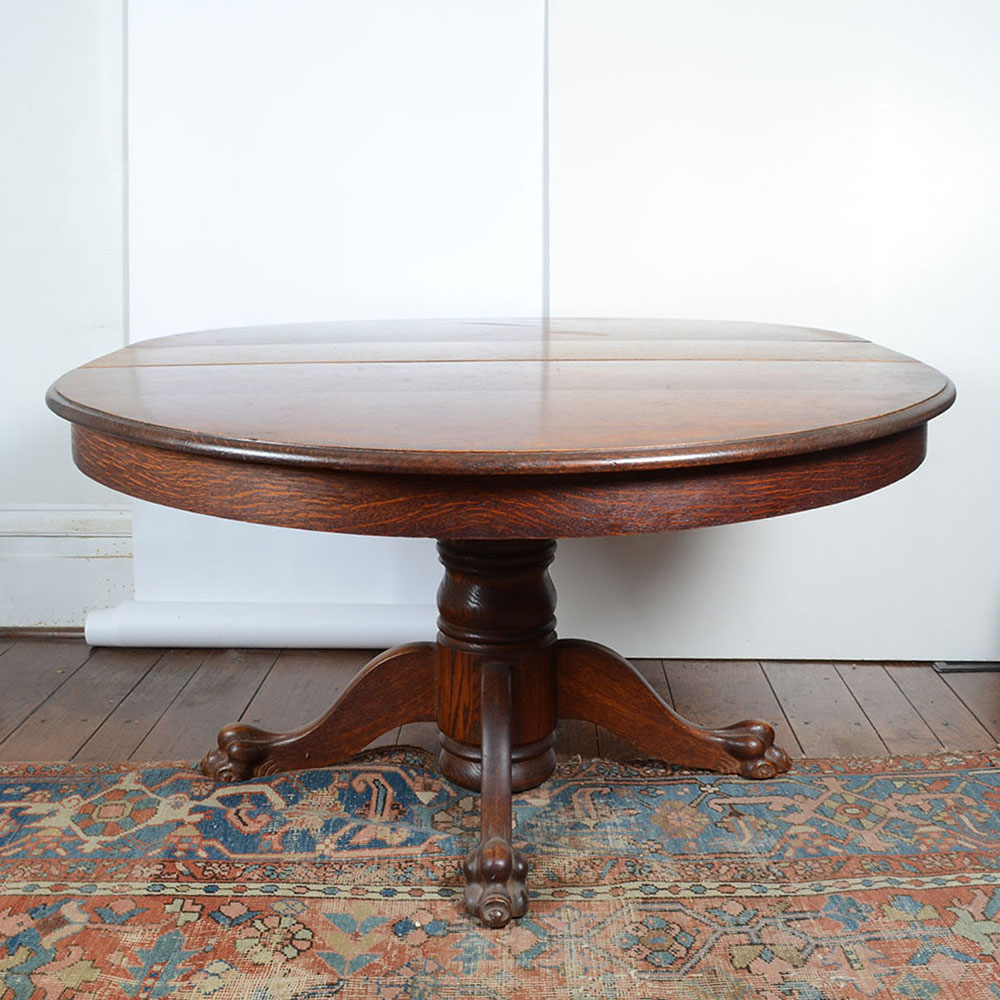 American Empire Oak Dining Table