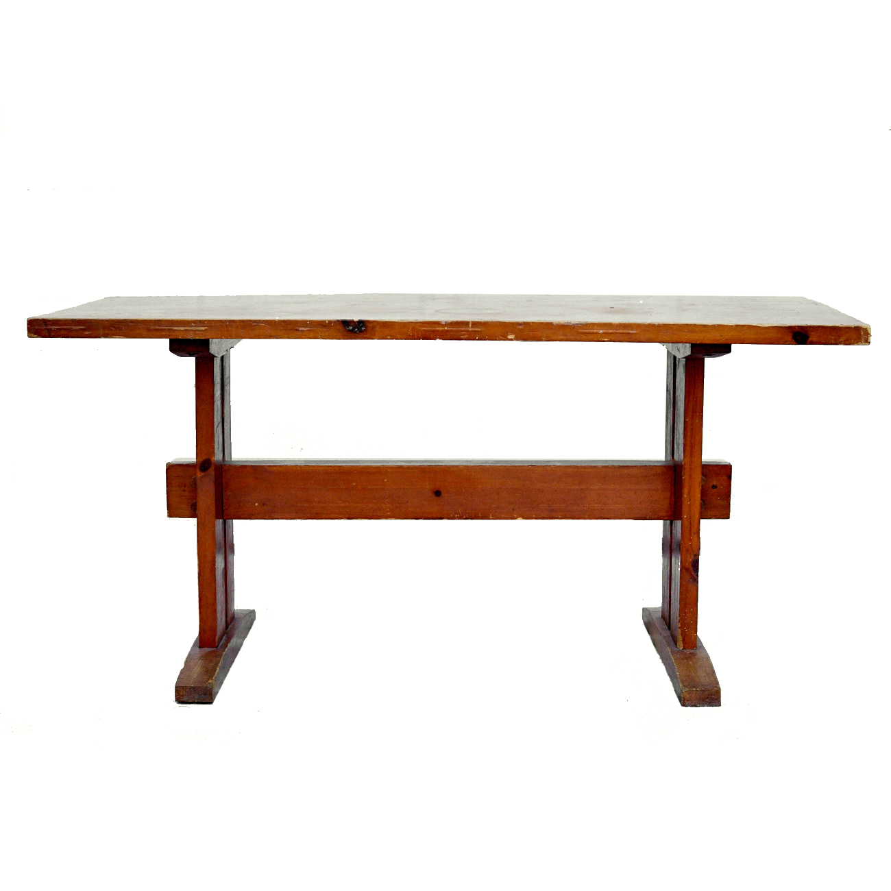 Vintage Knotty Pine Trestle Table