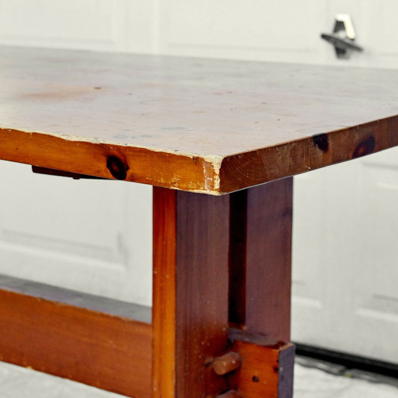 Vintage Knotty Pine Trestle Table